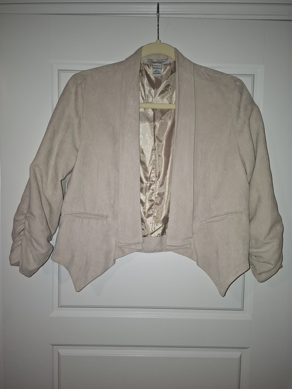 Poetry Women's Cream Open-Front Draped Blazer